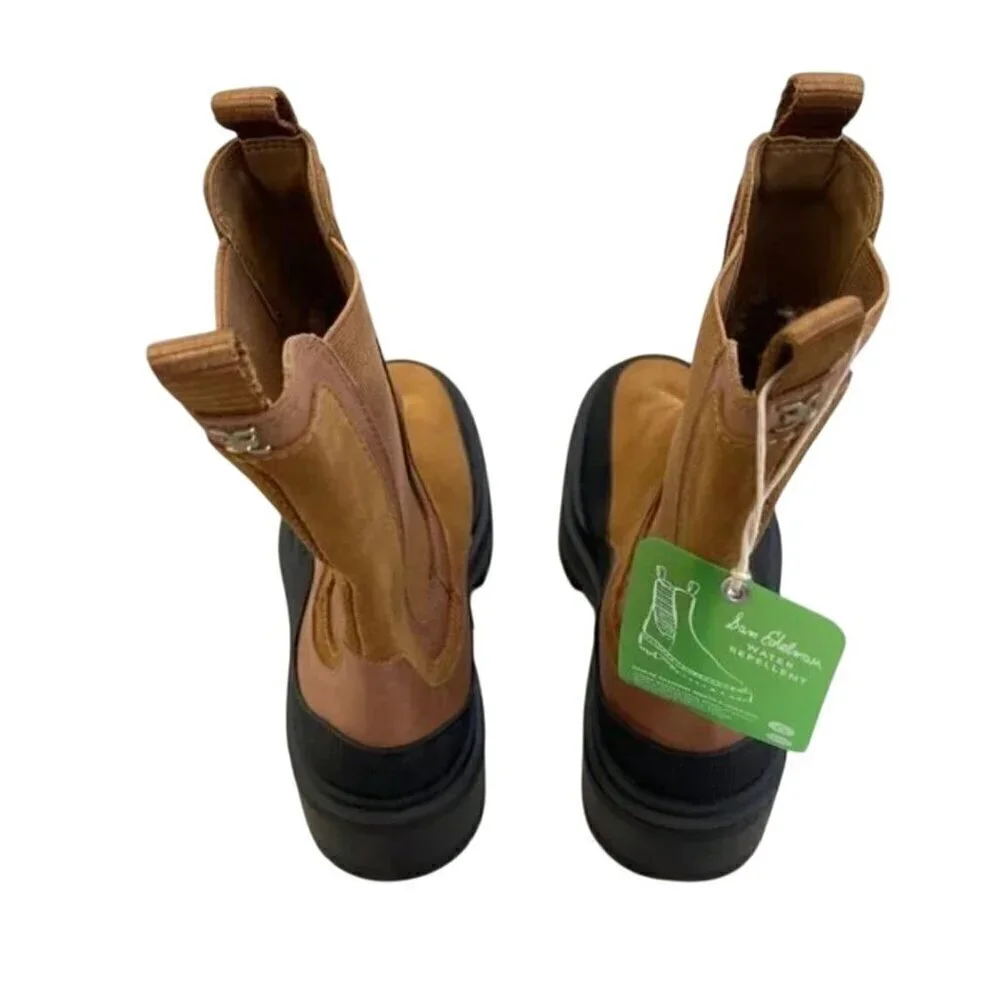 Sam Edelman Lulia Camel Suede Chelsea Lug Sole Boots Size 7.5 NIB